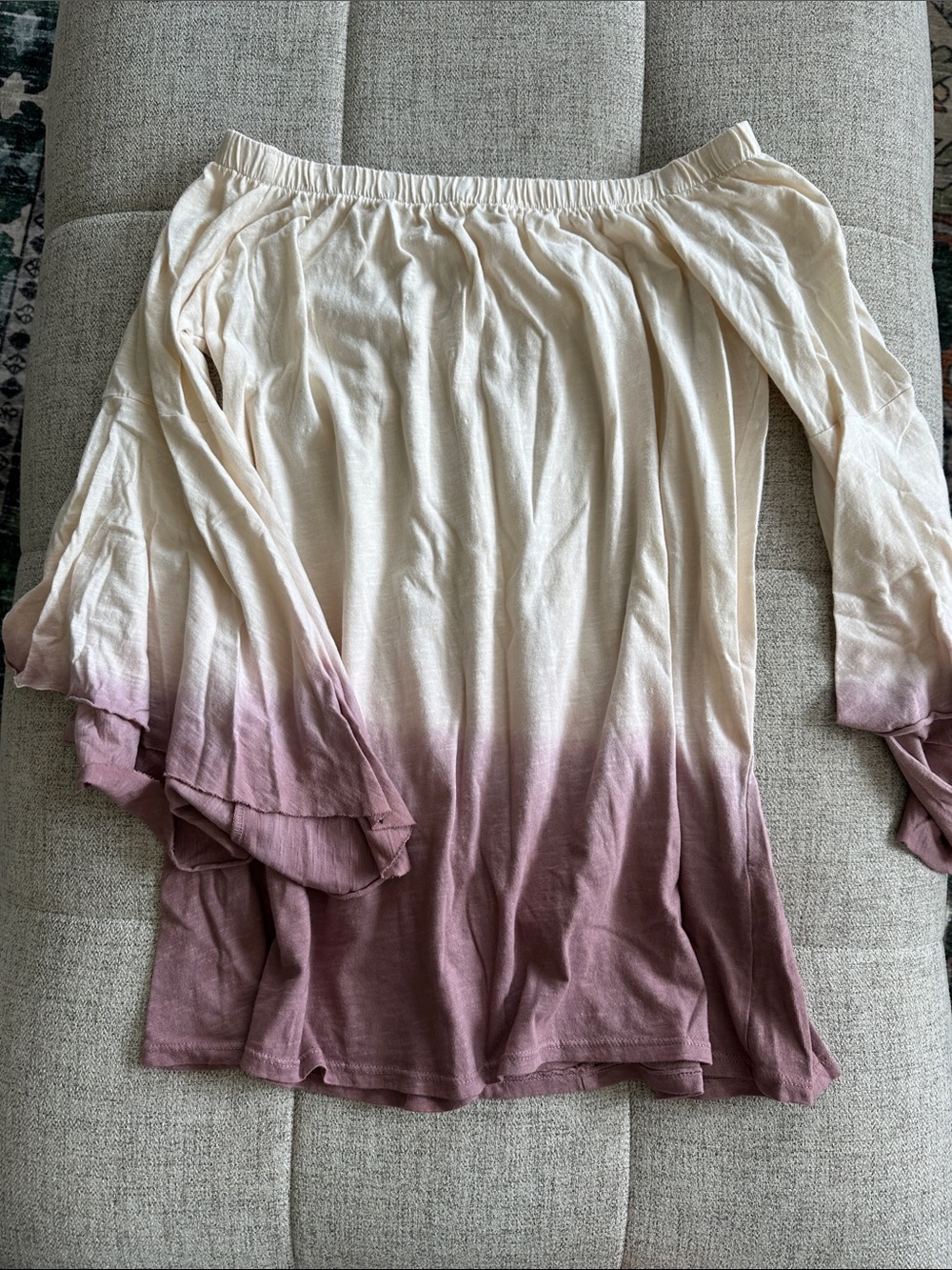 PinkBlush Women's Maternity Off-Shoulder Dip-Dye Top in Cream and Mauve